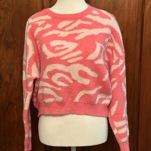SHEIN Pink and White Abstract Sweater - So soft!